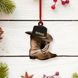Personalized Cowboy Shoes Hanging Ornament