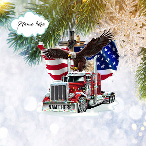 Personalized Truck American Flag Eagle Ornament
