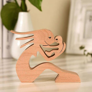 The Love Between You And Your Fur-Friend - Gift For Pet Lovers - Wooden Pet Carvings, Wood Sculpture Table Ornaments, Carved Wood Decor