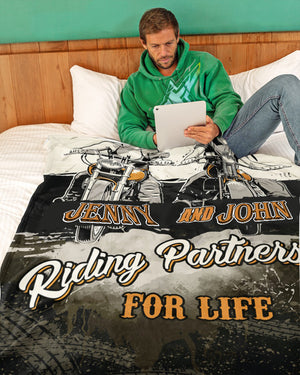 Personalized Couple Riding Partners For Life Fleece Blanket