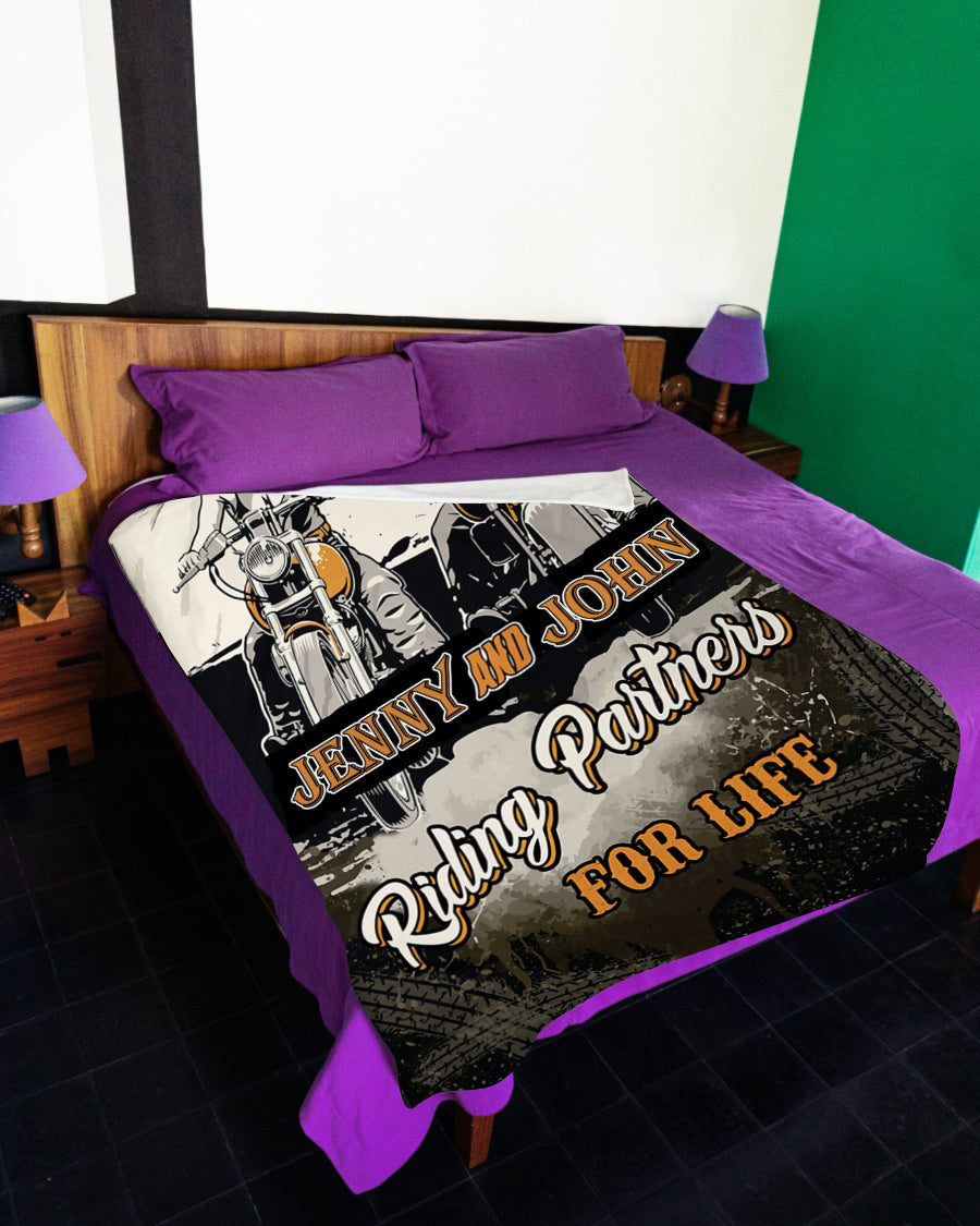Personalized Couple Riding Partners For Life Fleece Blanket